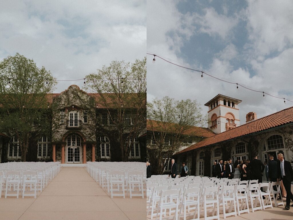 Homewood wedding photographer captures ceremony set up in beautiful courtyard at the Ravisloe Country Club. 