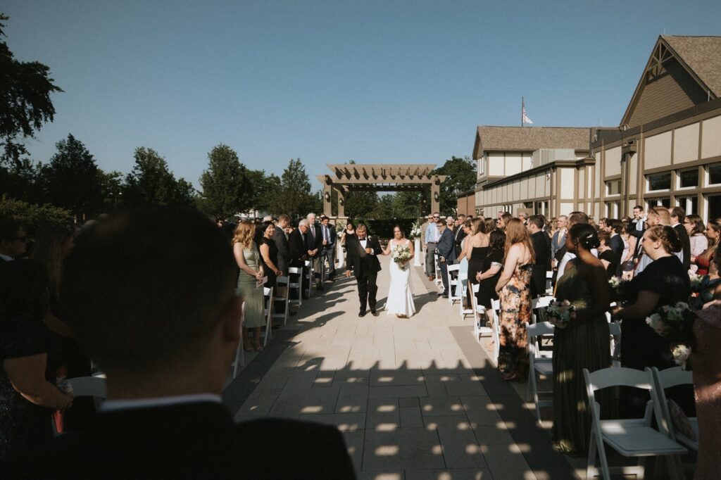 The outdoor ceremony space at the Chicago suburbs wedding venue the Chevy Chase Country Club.