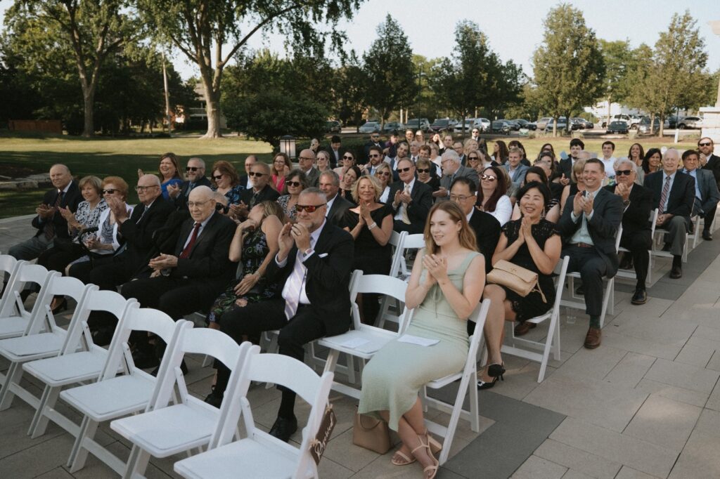 The outdoor ceremony space at the Chicago suburbs wedding venue the Chevy Chase Country Club. 