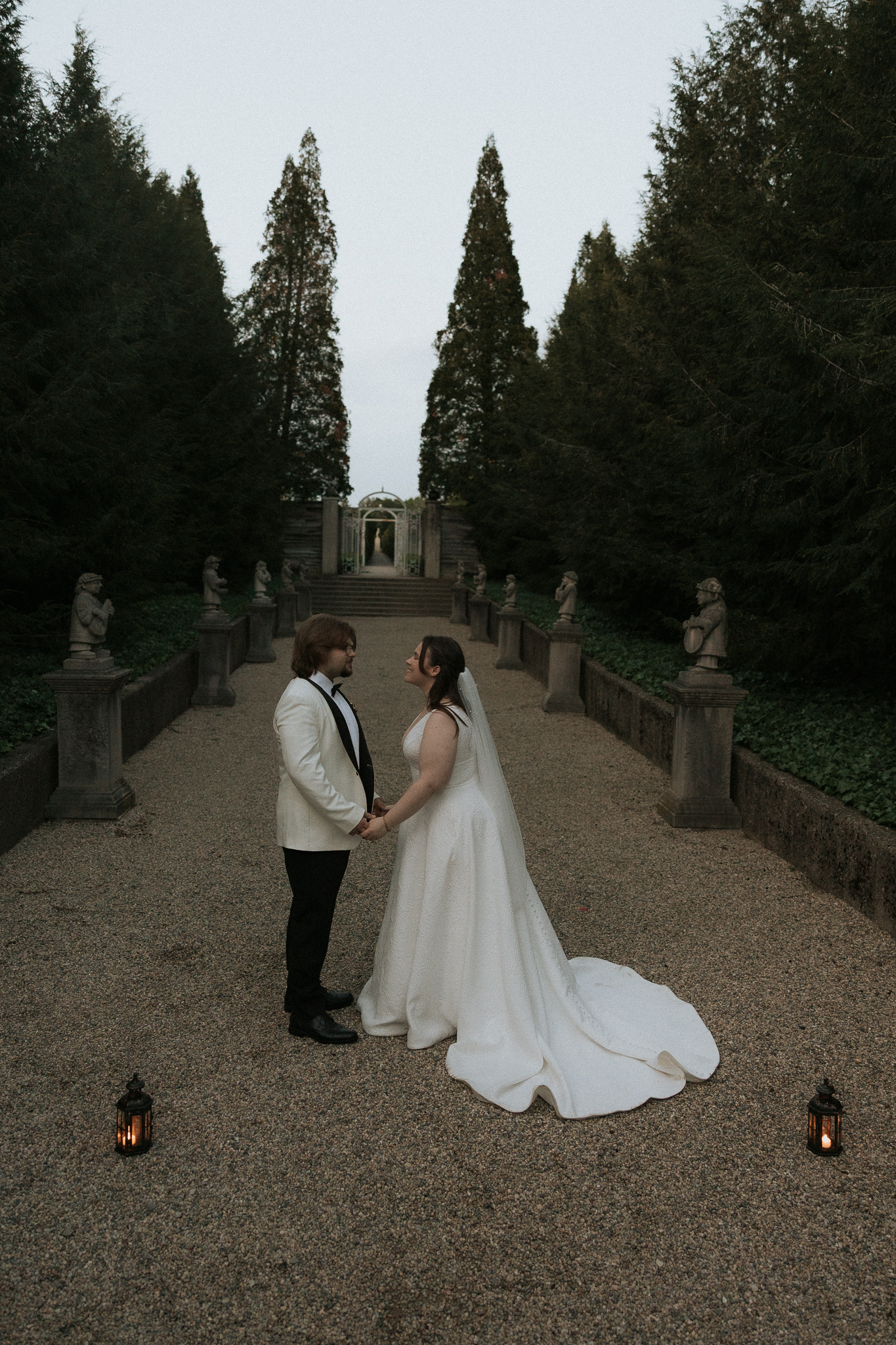 bride & groom read vows at Allerton Park for their private elopement