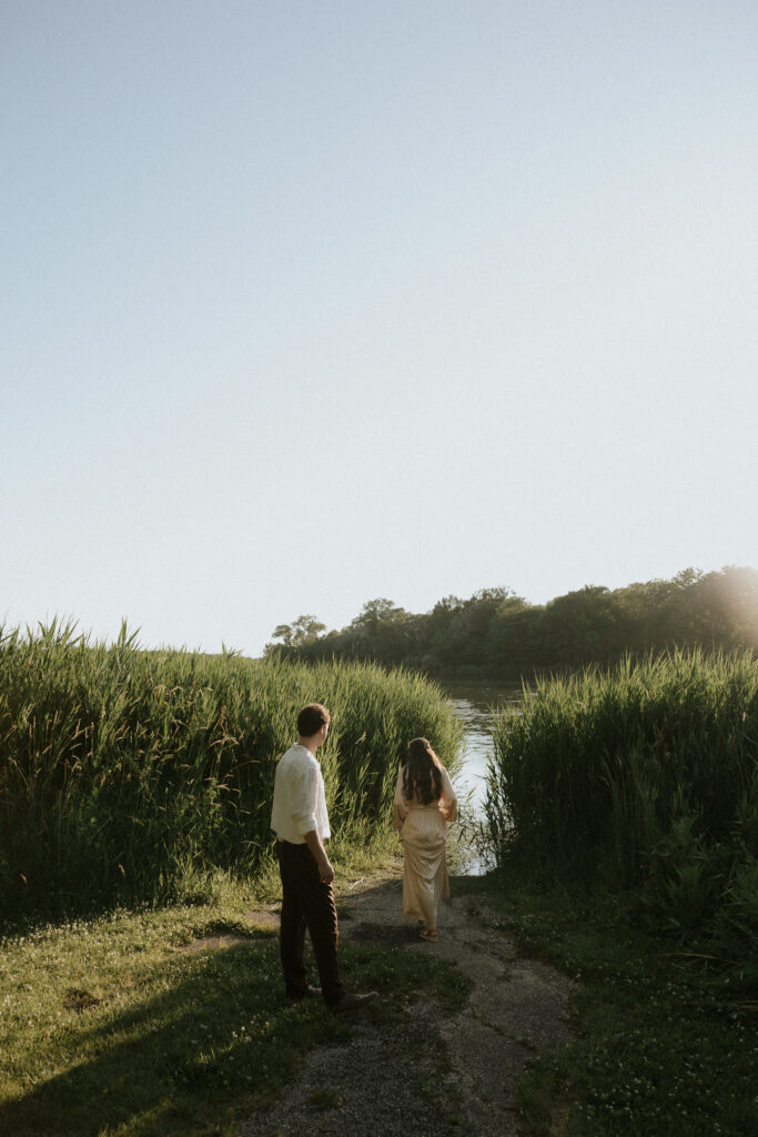 golden hour engagement session in bloomington, IL