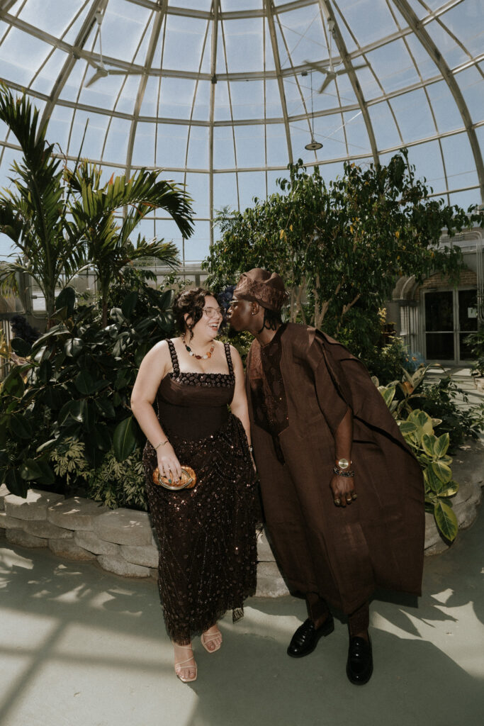 couple laughs candidly during their Nigerian pre-wedding shoot 